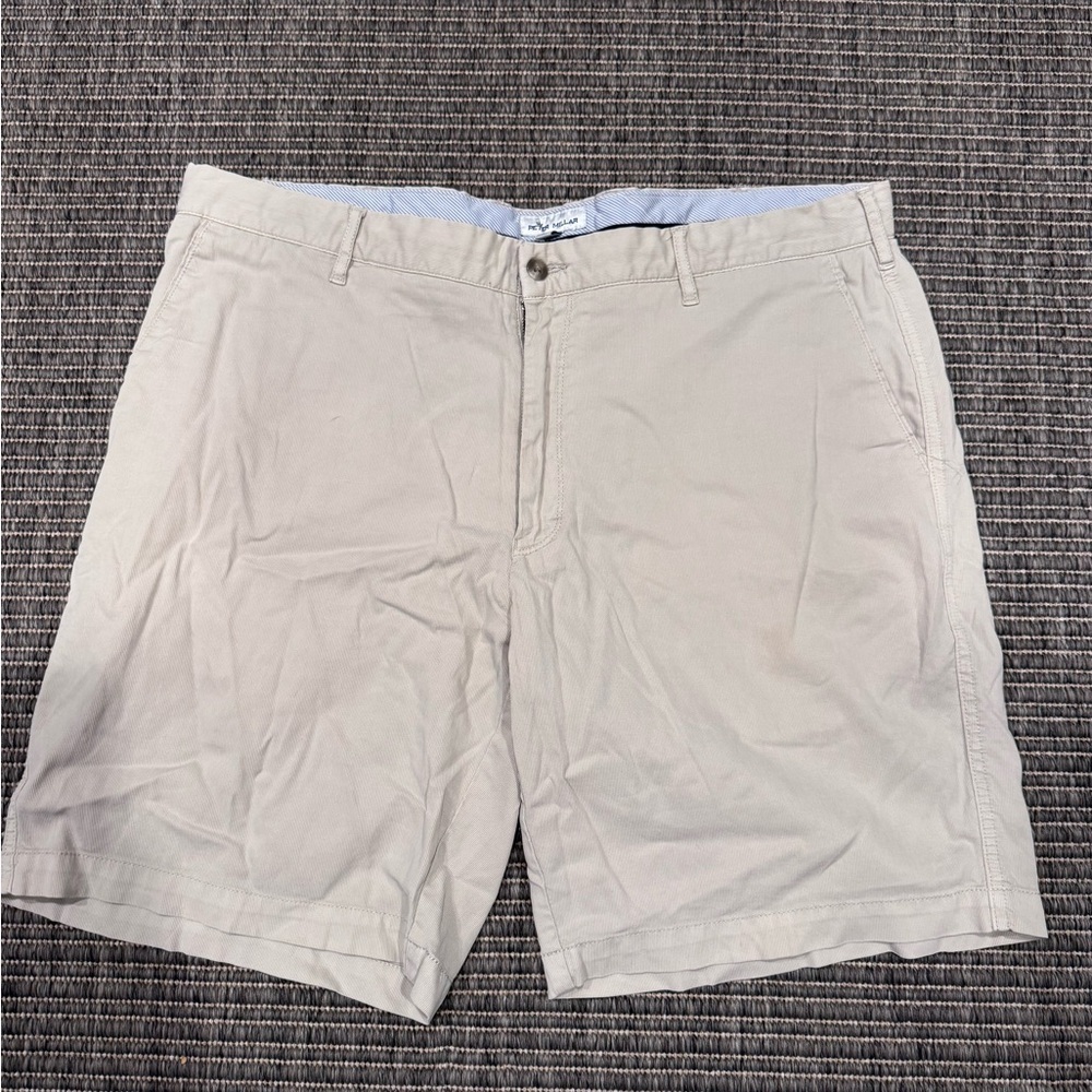Peter Millar Men's Light Tan Ribbed Flat Front Shorts